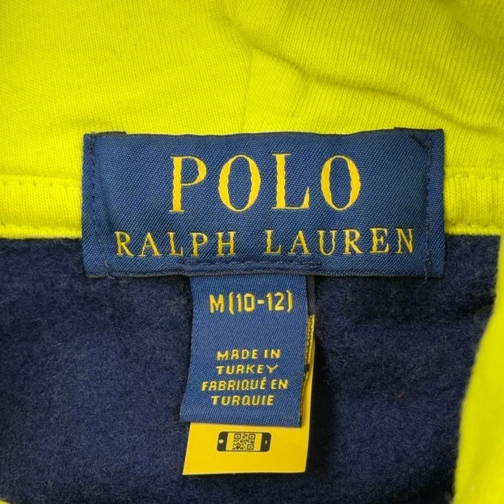 Polo Ralph Lauren Hoodie Boys Medium Big Polo Bear Colorblock Preppy Green Blue